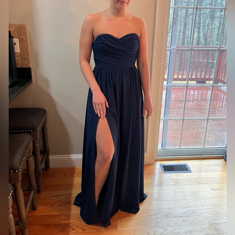Lulus navy blue strapless dress